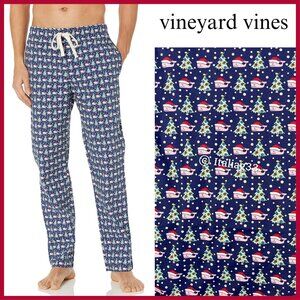 Vineyard Vines Holiday Lounge Pajama Pants Men's M Christmas Trees Santa Whales